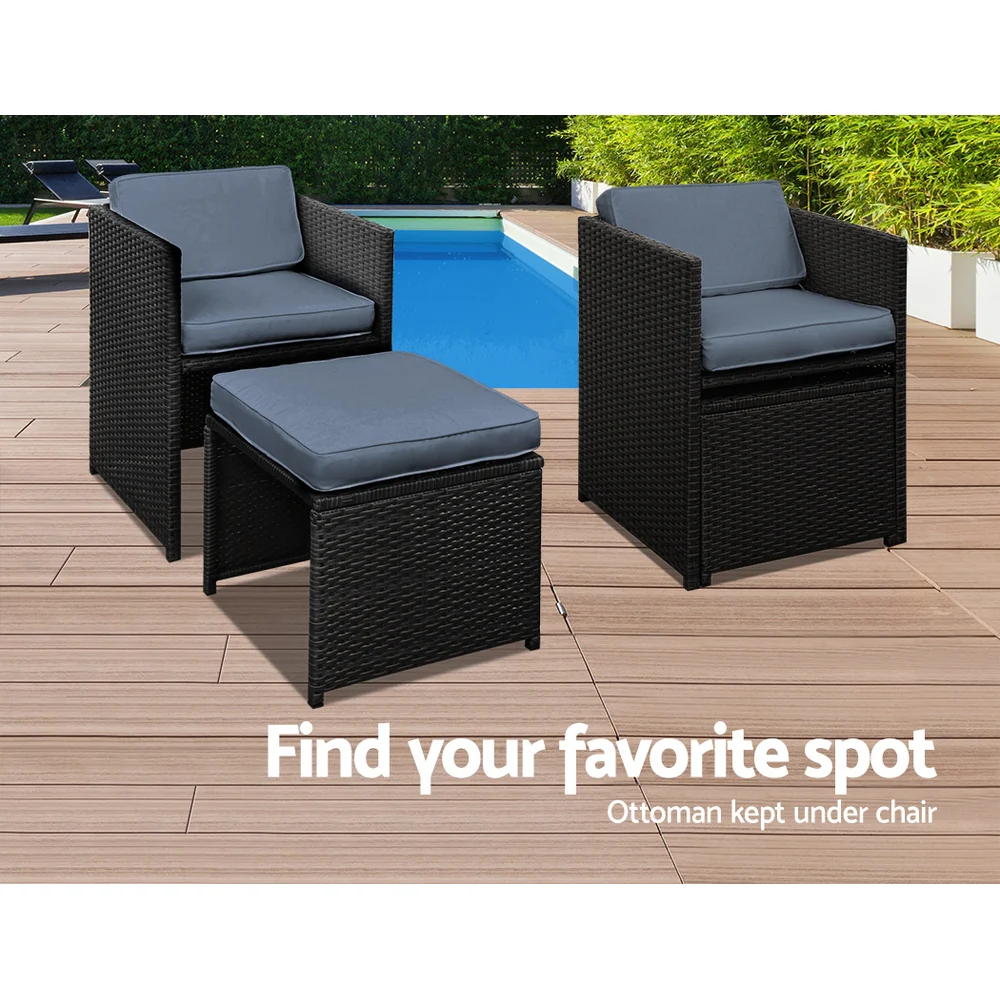Waltham 10-Seater PE Wicker 11-Piece Outdoor Dining Set - Black - Nurns