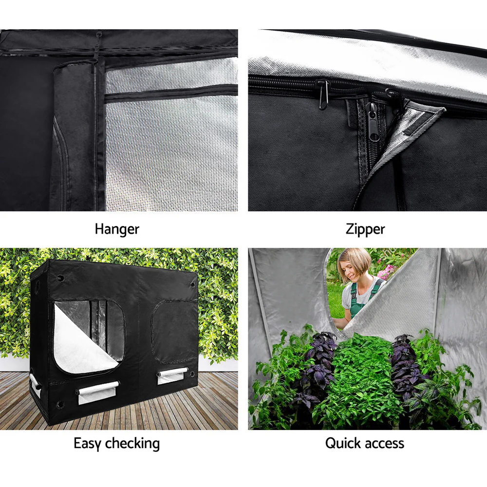 Grow Tent 240x120x200CM Hydroponics Kit Indoor Plant Room Black - Nurns