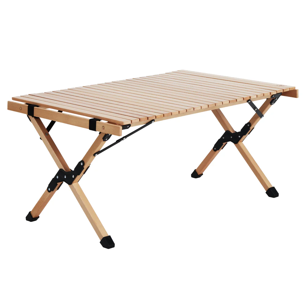 Outdoor Furniture Wooden Egg Roll Picnic Table Camping Desk 90CM - Nurns