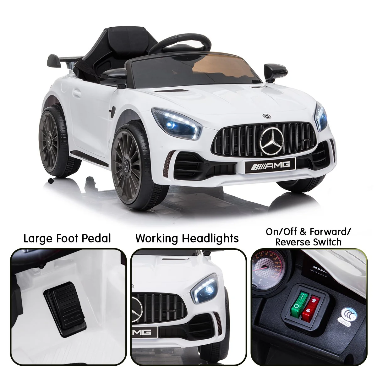 Mercedes Benz Licensed Kids Electric Ride On Car Remote Control - White - Nurns