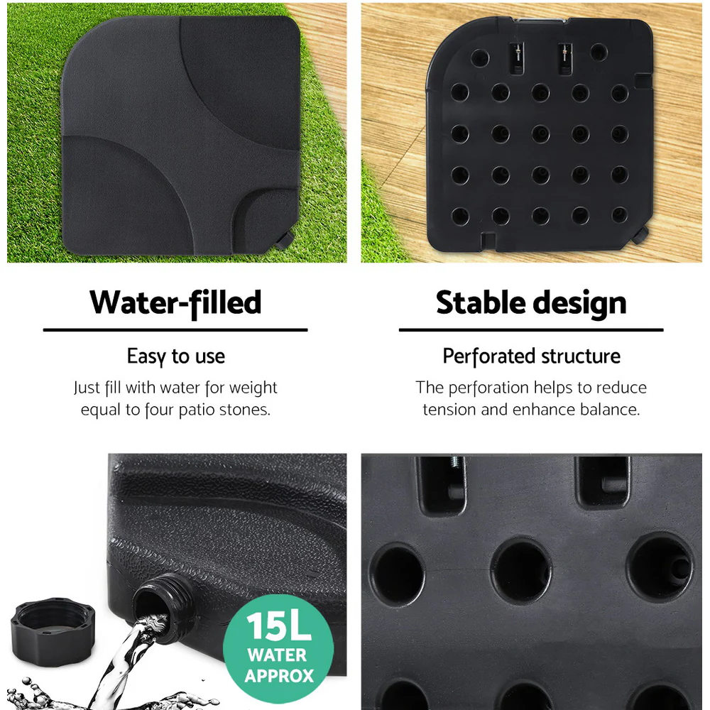 Instahut 3m Umbrella w/Base Outdoor Cantilever Beach Garden Patio Parasol Beige - Nurns