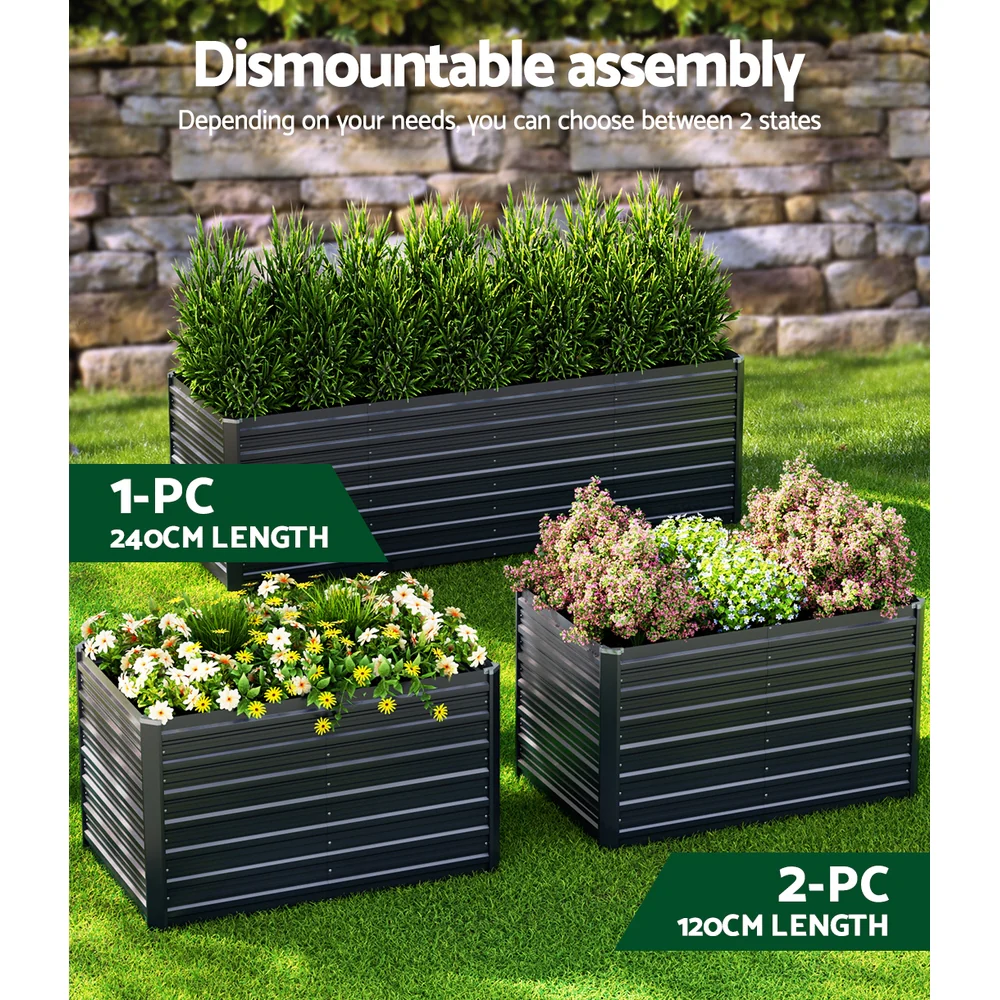 Garden Bed 240x80x77cm Planter Box Raised Container Galvanised Herb - Nurns