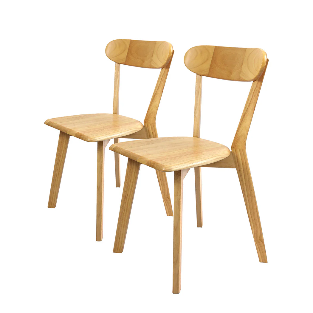Felicity Set of 2 Dining Chairs Wooden Kitchen Chair - Natural - Nurns