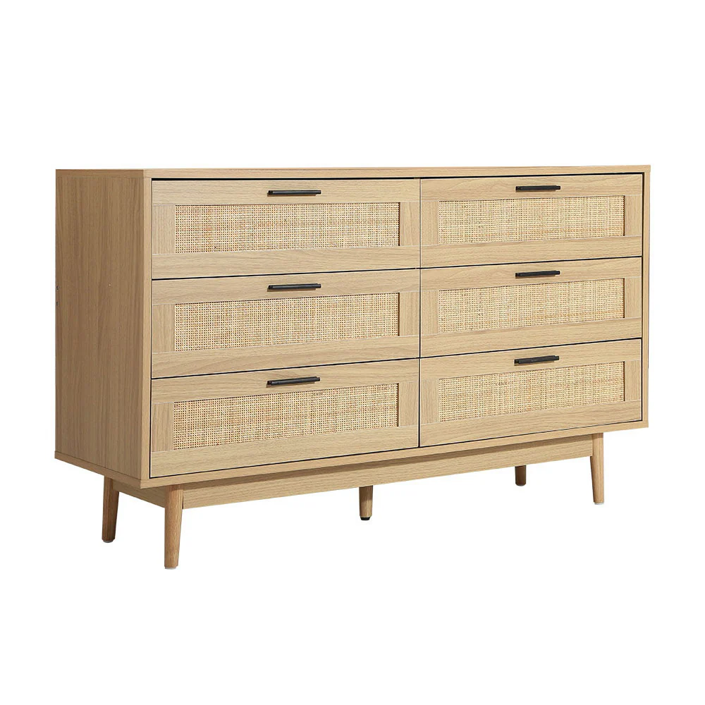 Artiss 6 Chest of Drawers - Oak - Nurns