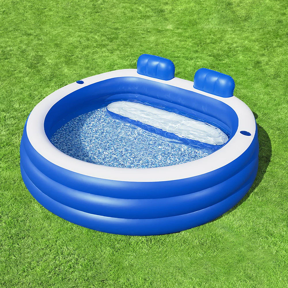 Bestway Kids Inflatable Pool Above Ground Pools Bench Seat Cup Holder 231x219cm - Nurns