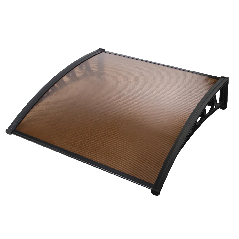 Instahut Window Door Awning 1mx1.2m Brown - Nurns