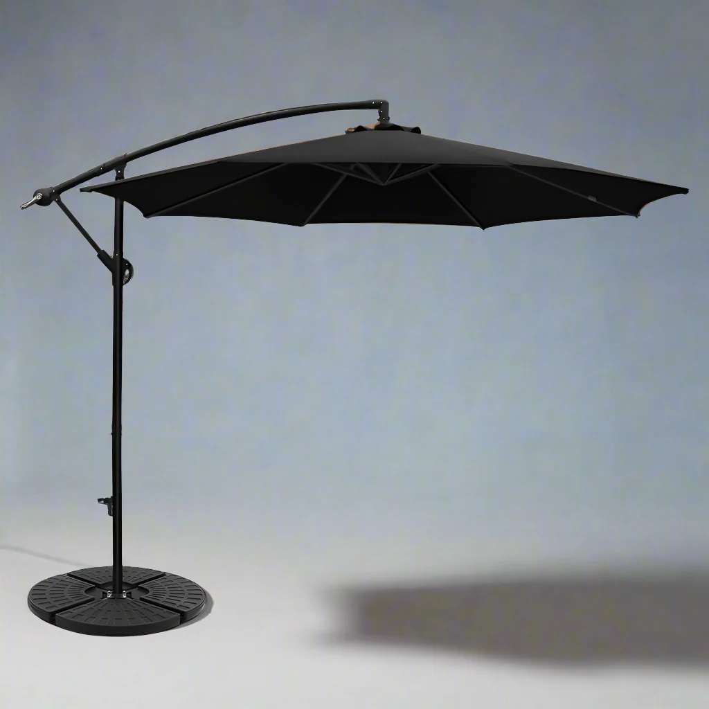 Instahut 3m Outdoor Umbrella w/Base Cantilever Beach Garden Patio Black - Nurns