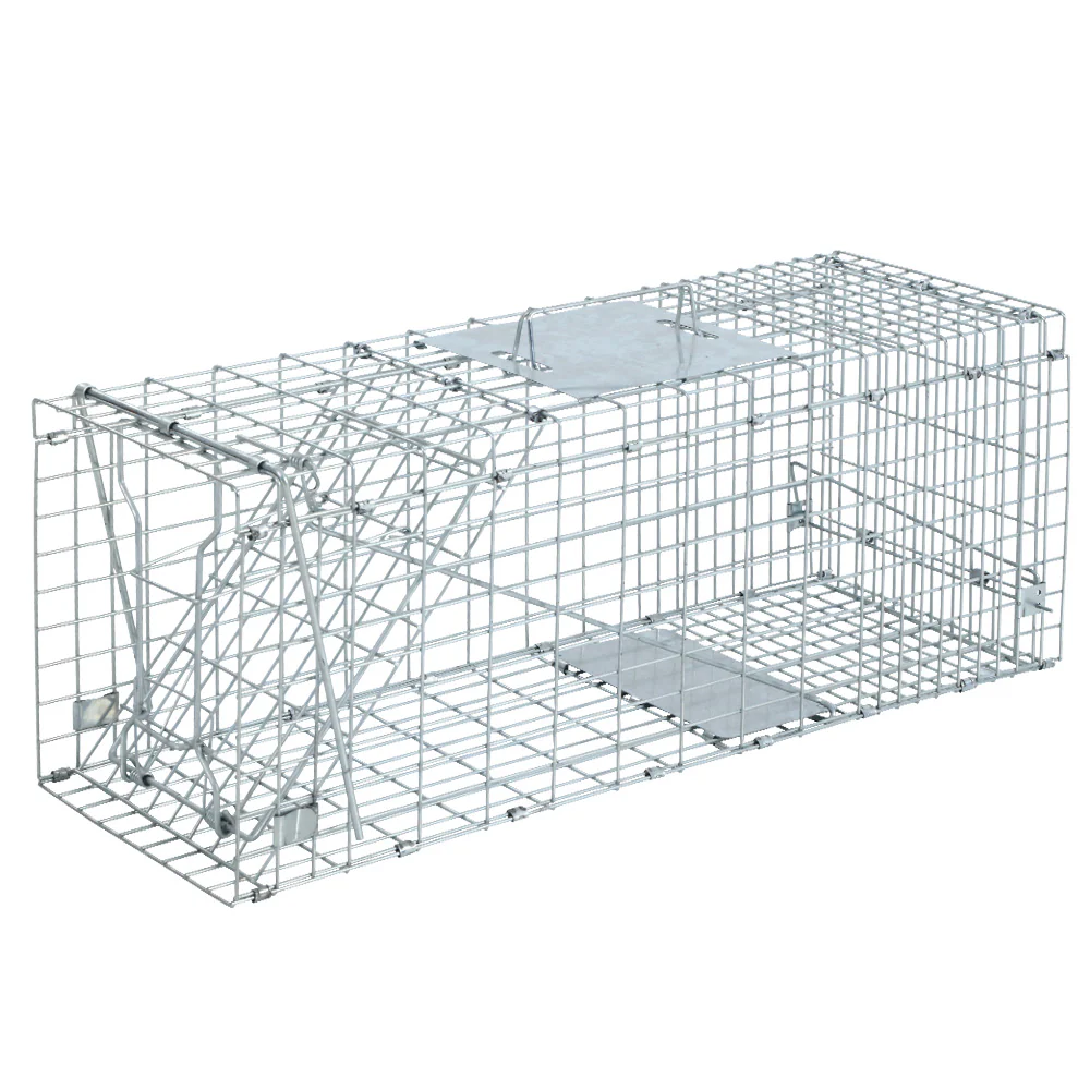 Set of 2 Humane Animal Trap Cage 66x23x25cm - Silver - Nurns