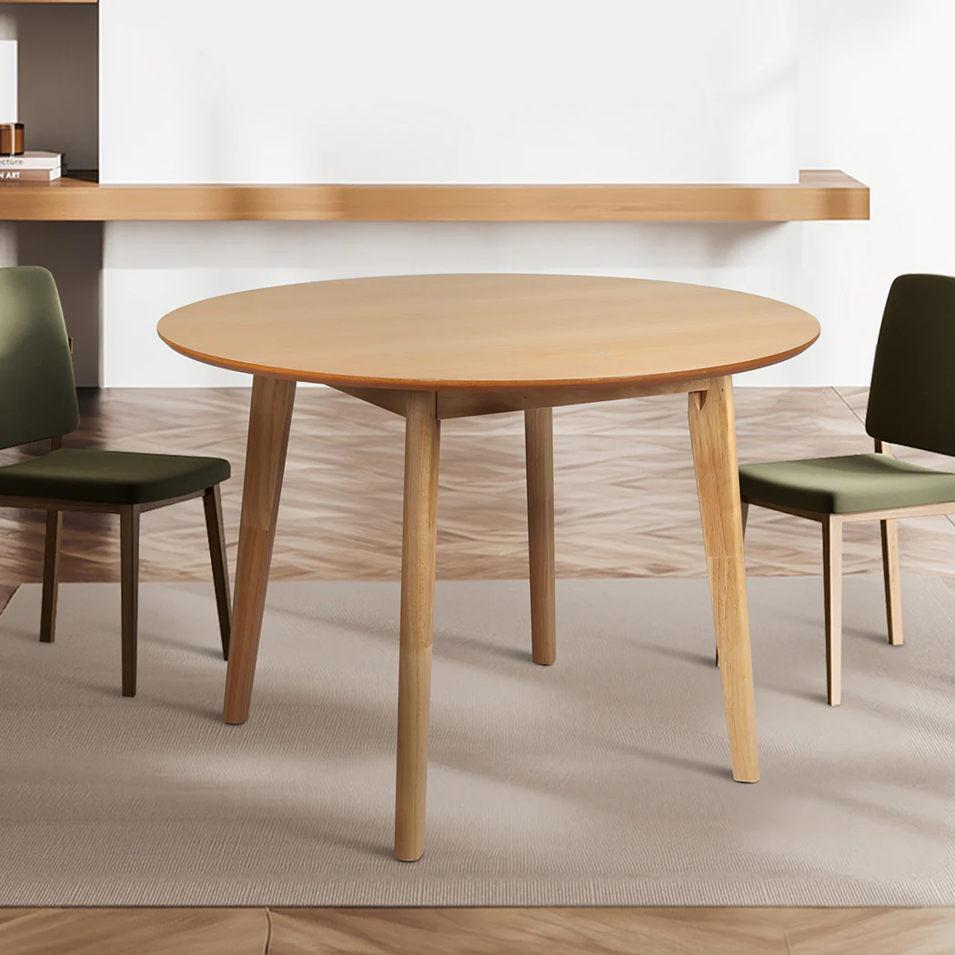 Dining Table Round Rubberwood Base 100cm - Natural - Nurns