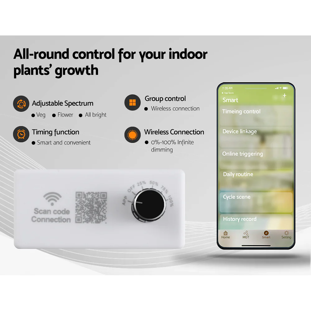 Grow Tent Light Kit 120x120x200CM 2200W LED Full Spectrum - Nurns