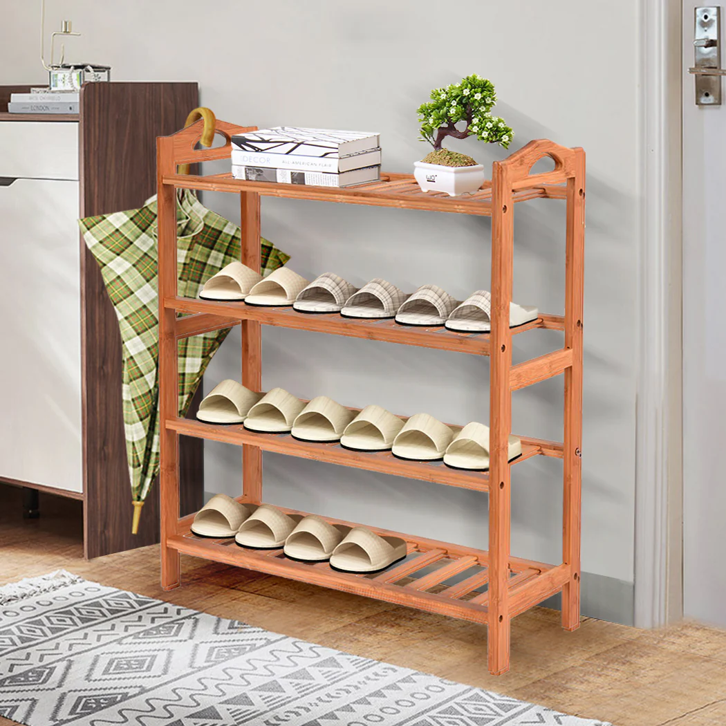 Levede 2x 4 Tier Bamboo Shoe Rack Shoes - Nurns
