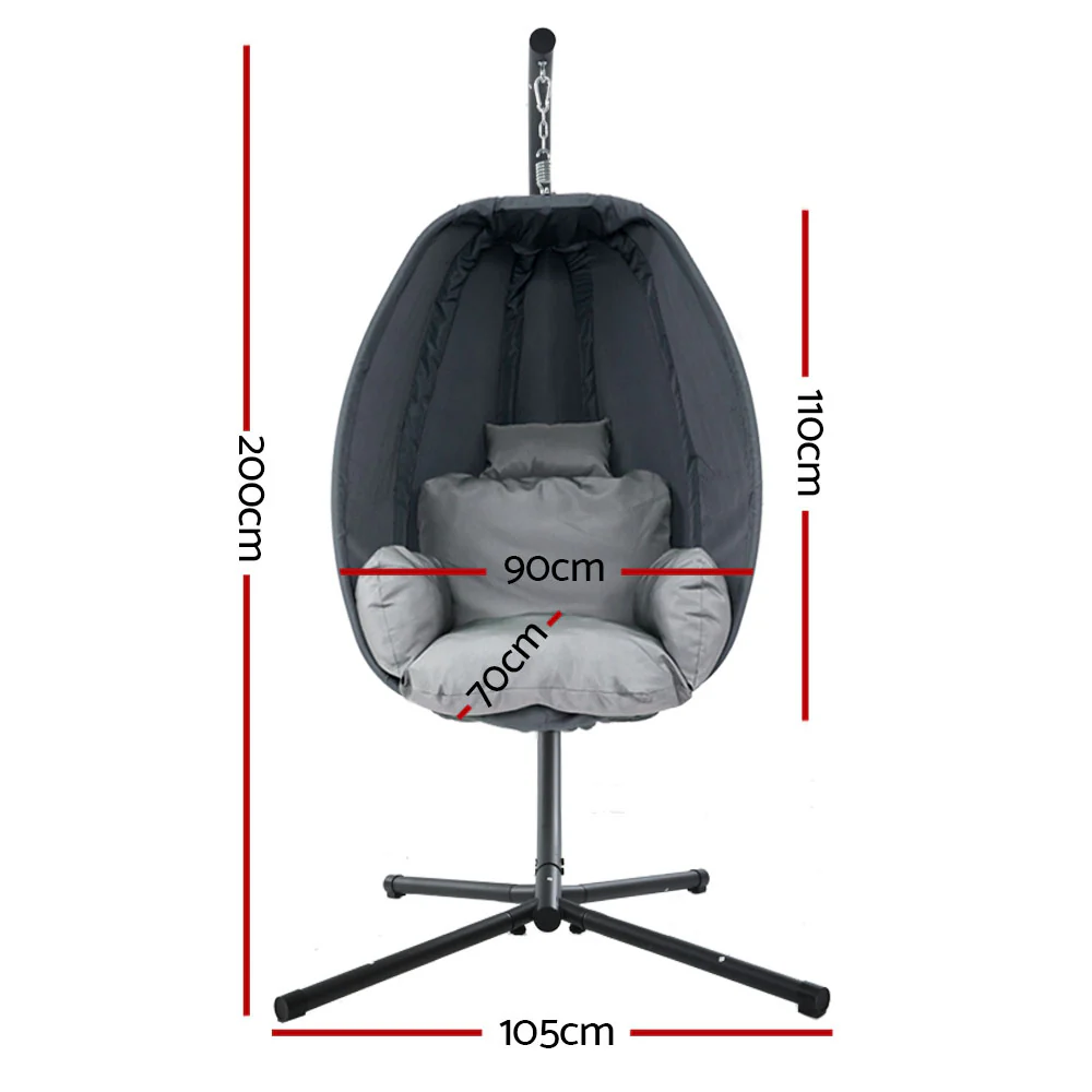 Connor Egg Swing Chair Single Hanging Pod with Stand - Grey - Nurns