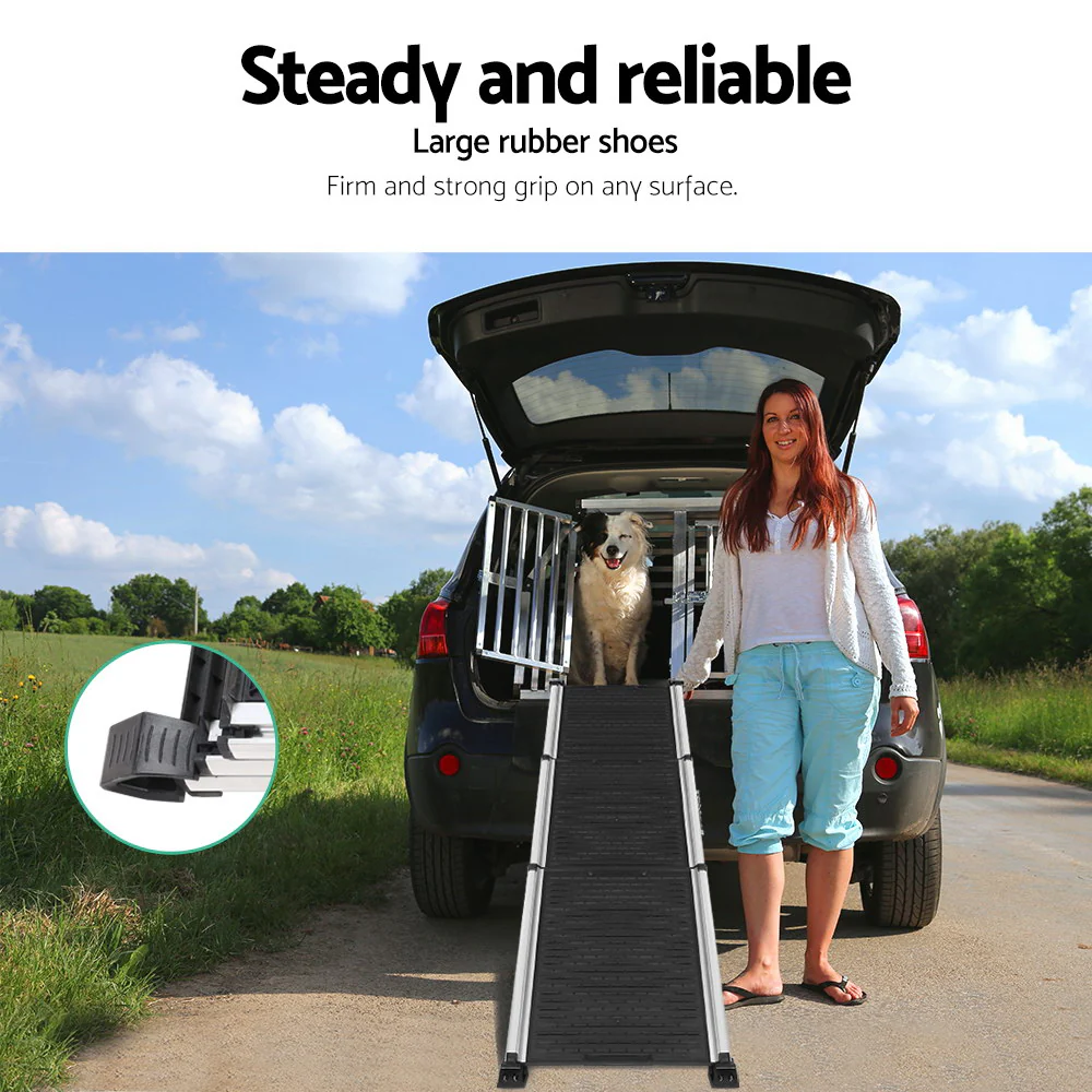 Dog Ramp Dog Steps Pet Car Travel Step Stair Foldable Portable Ladder Aluminium - Nurns