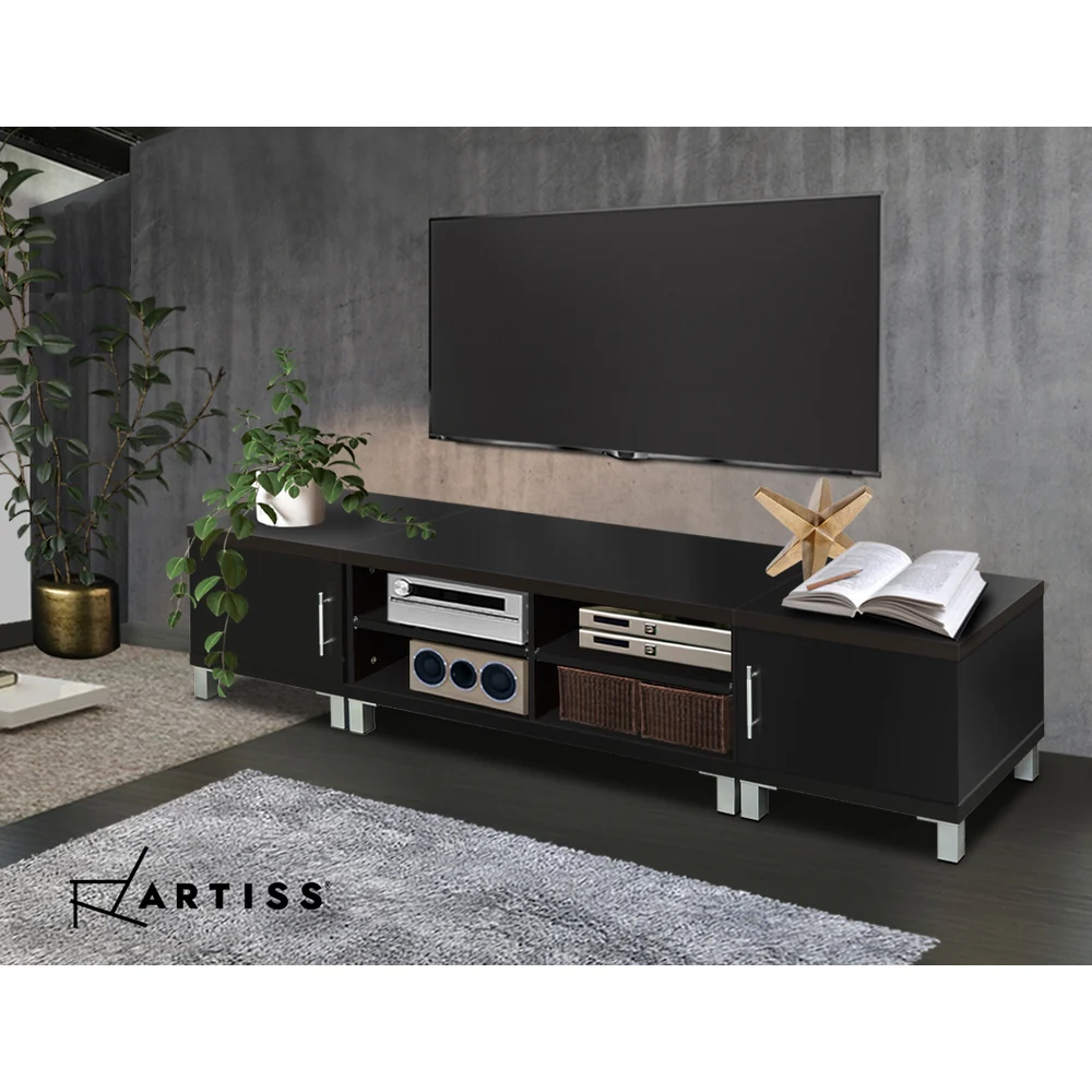 Odell 190cm Entertainment Unit with Cabinets - Black - Nurns