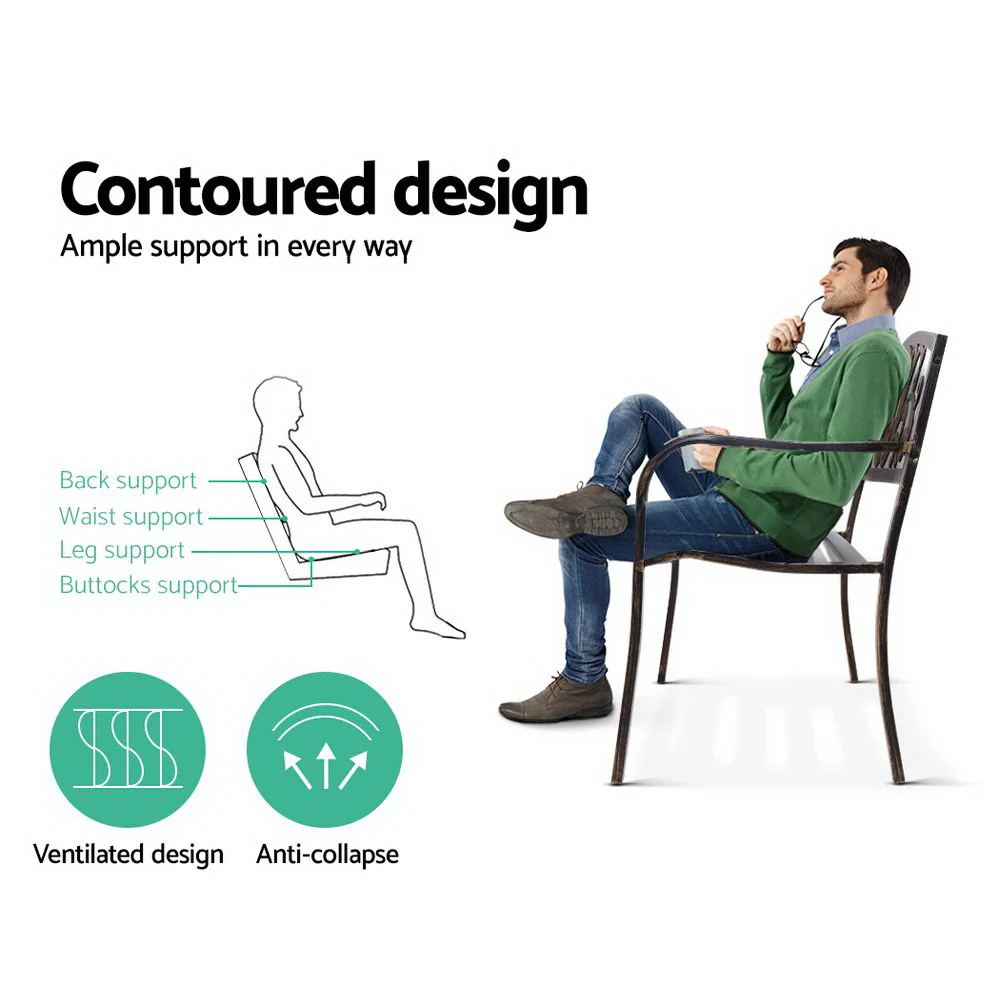 Calliope Cast Iron Garden Bench - Bronze - Nurns