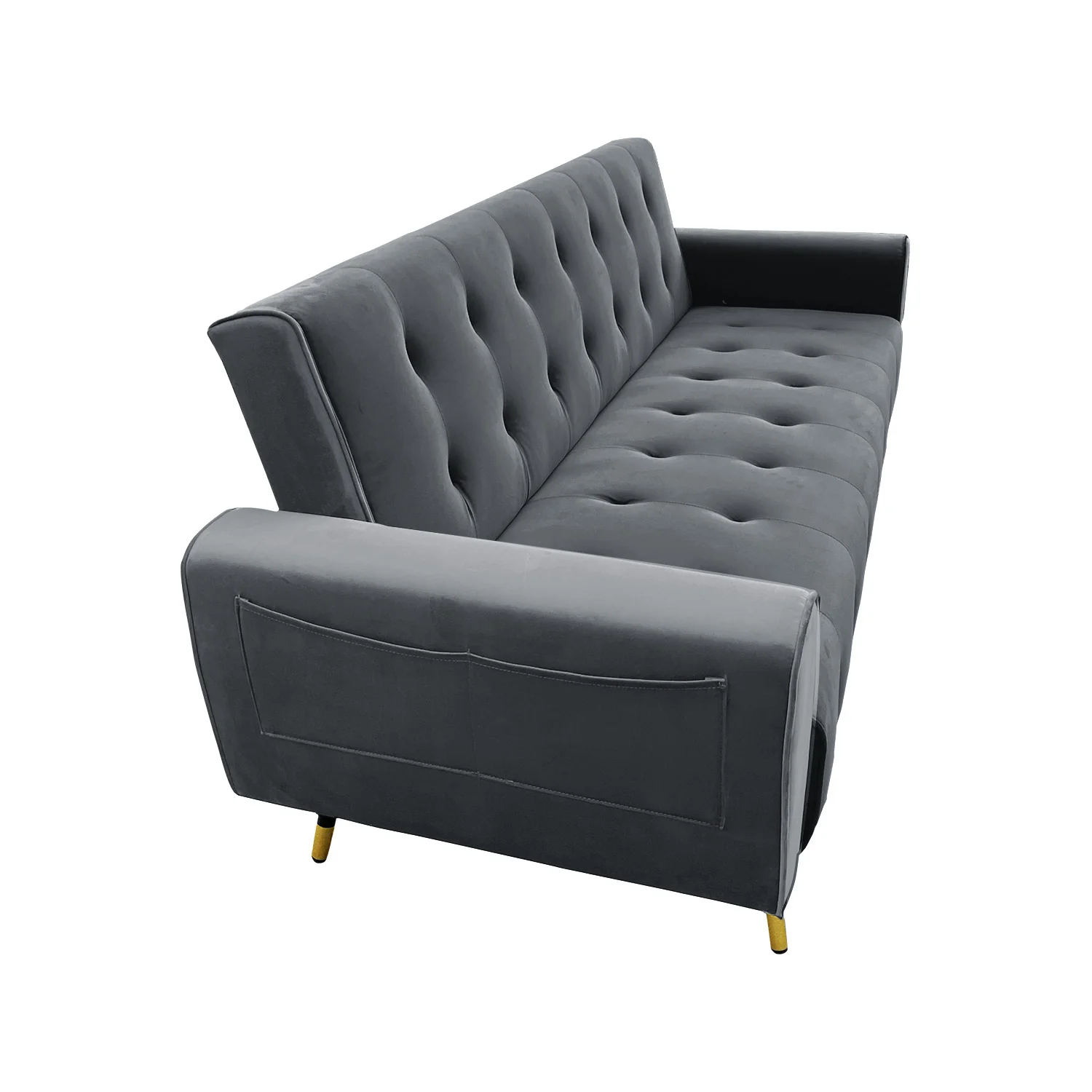 Milli 3-Seater Tufted Velvet Sofa Bed - Dark Grey - Nurns