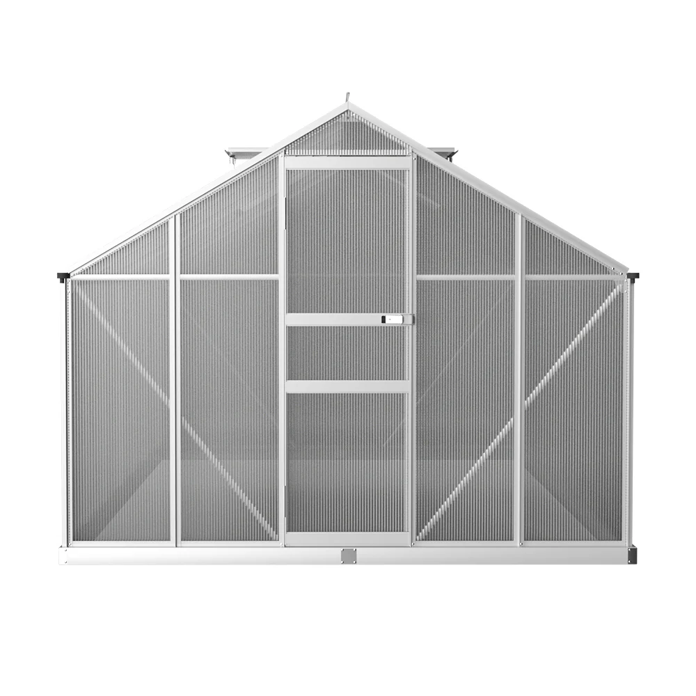 Greenfingers Greenhouse 3.6x2.5x1.95M Aluminium Polycarbonate Green House Garden Shed - Nurns