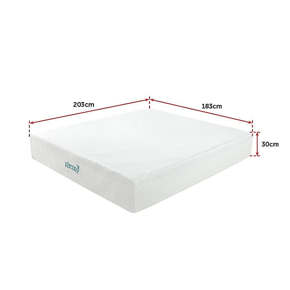 Kairos 30cm Mattress Memory Foam Green Tea Infused - King - Nurns