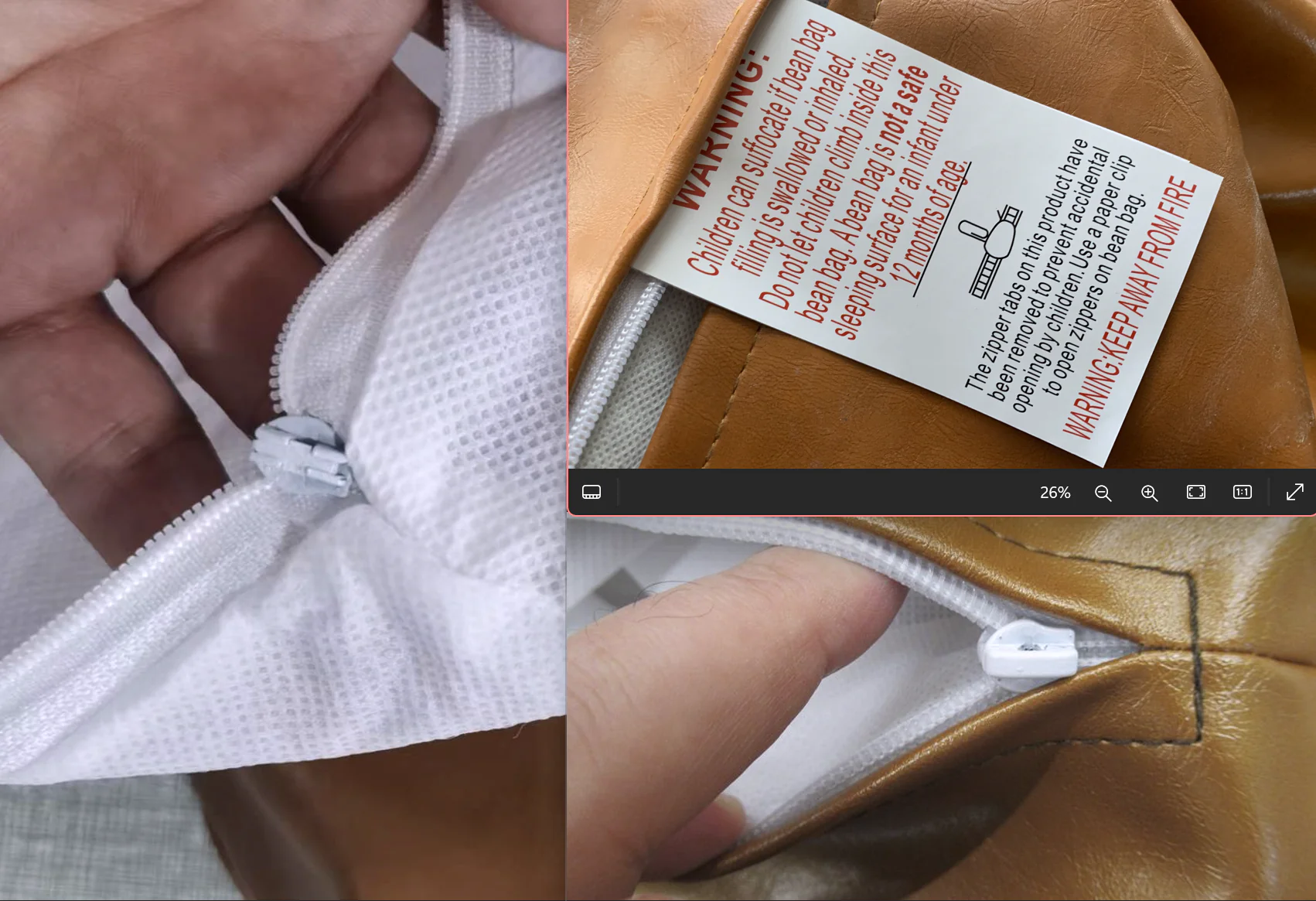 Bean Bag Chair Square Cover PU Indoor Home Game Lounger Seat Lazy Sofa Large - Brown - Nurns