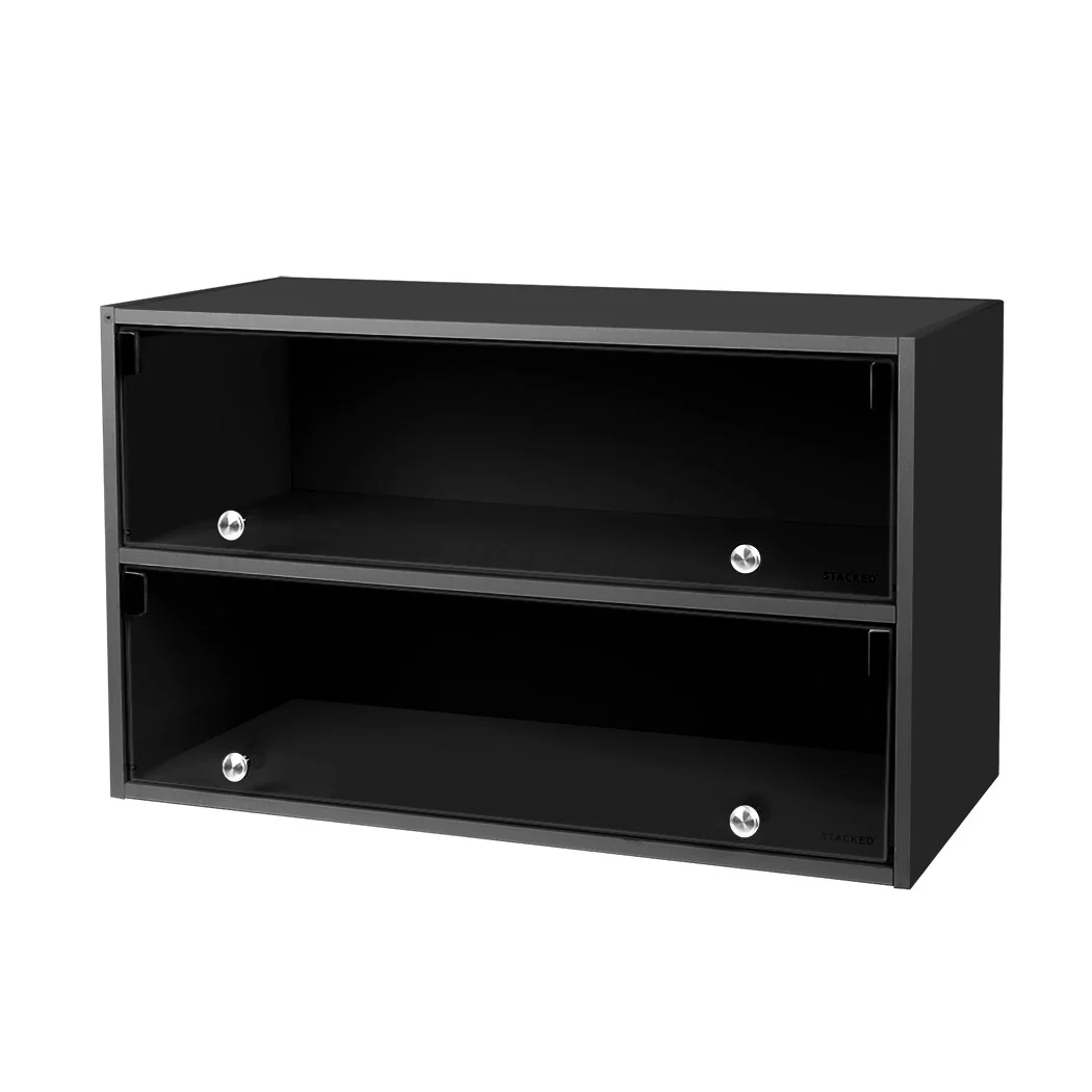 Stacked Shoes Storage Cabinet LED Sneaker Black - Nurns