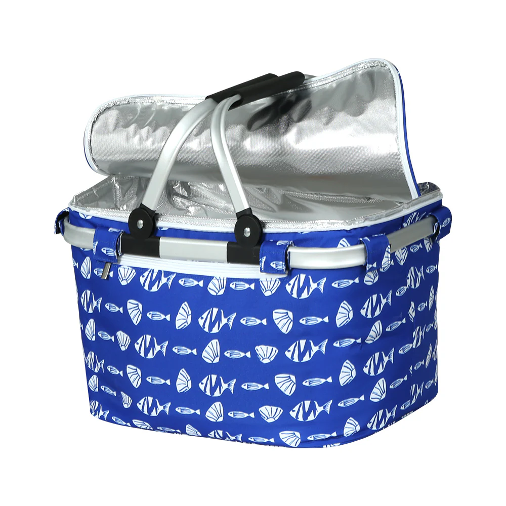 Large Folding Picnic Bag Basket Hamper Camping Hiking Insulated Lunch Cooler - Nurns