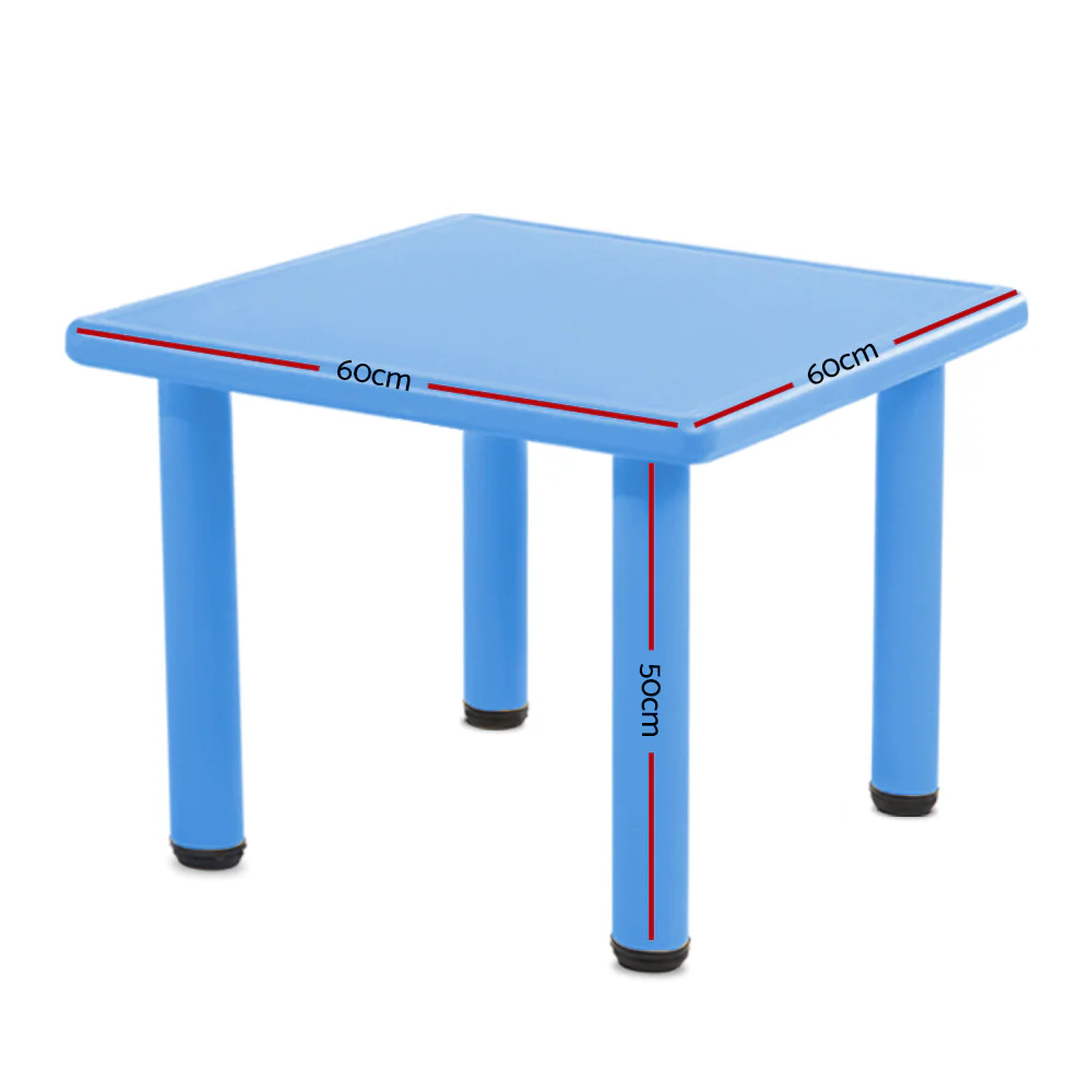 Perryn Kids Table 60x60cm Children Painting Activity Study Dining Playing Desk Table - Blue - Nurns