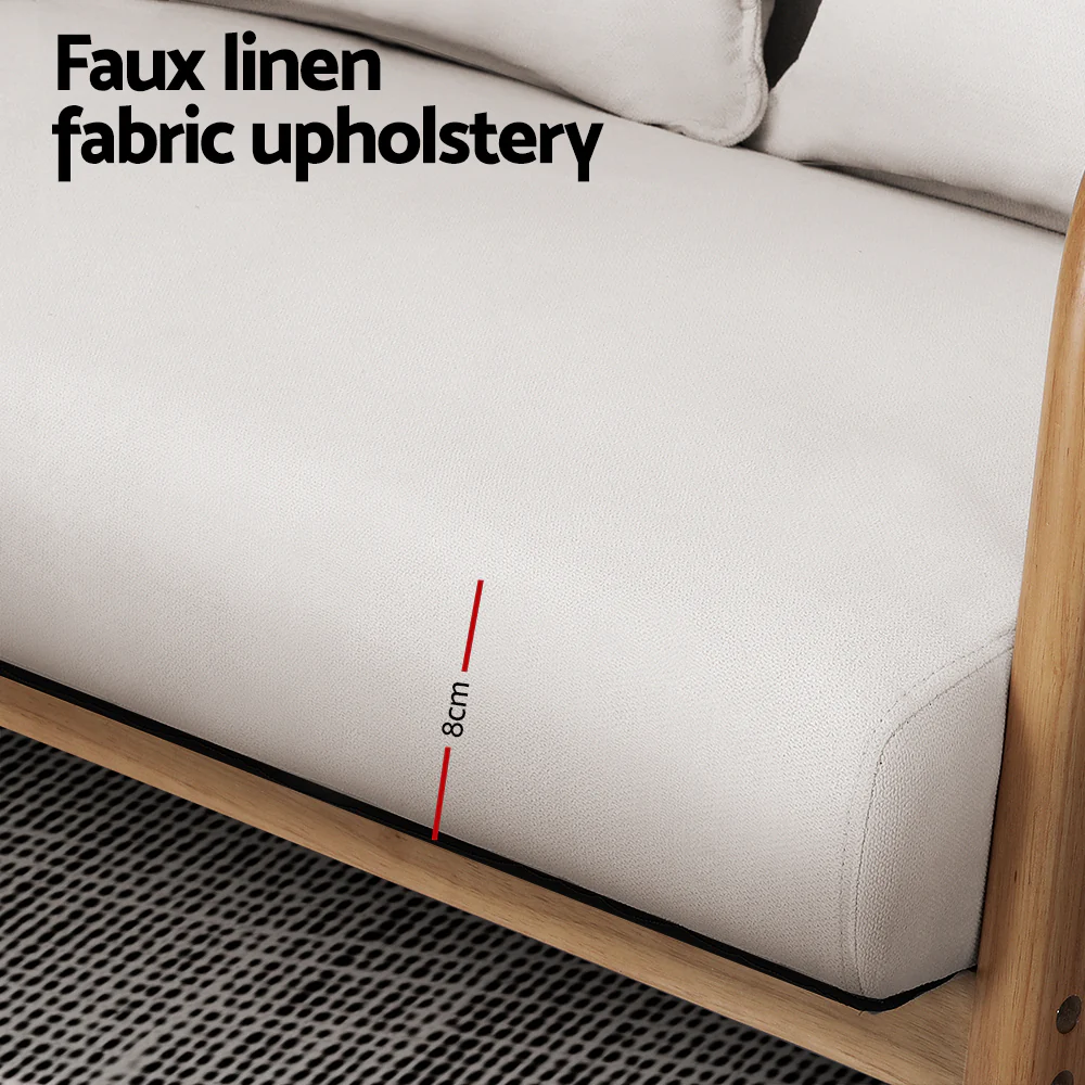 Morry Lounge Chair Accent Couch Sofa Loveseat - Beige Wood - Nurns