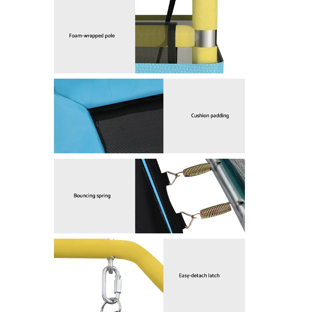 Everfit Trampoline for Kids 6FT with Enclosure Safety Net Swing Rectangle Yellow - Nurns