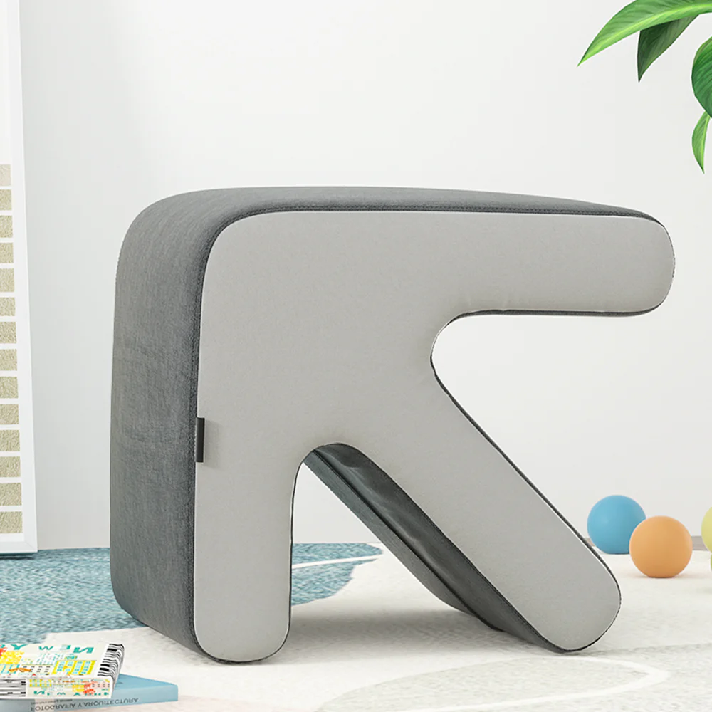Arrow Ottoman Foot Stool Fabric Foot Rest Footstool Padded Seat Grey - Nurns