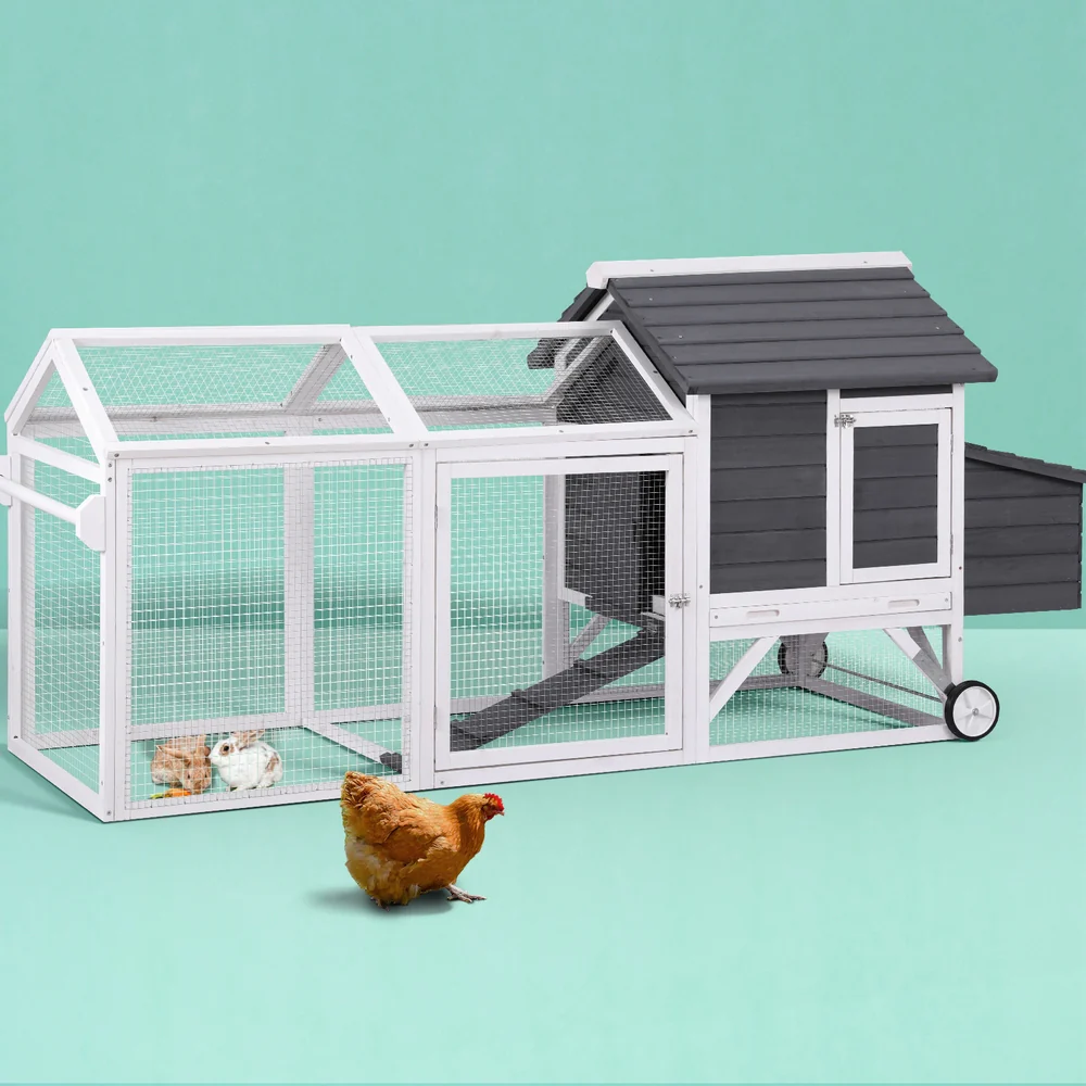 Chicken Coop Rabbit Hutch Extra Large Wooden Run Bunny Cage House Outdoor - Nurns