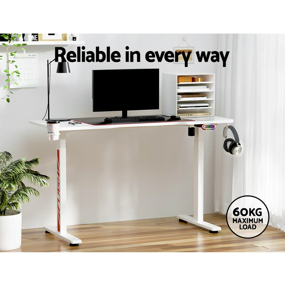 Artiss Standing Desk Motorised Gaming Desks White 140cm - Nurns