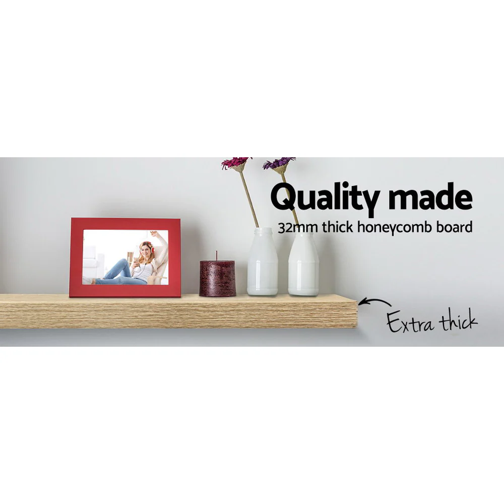 Artiss Floating Wall Shelf Set of 3 Oak - Nurns