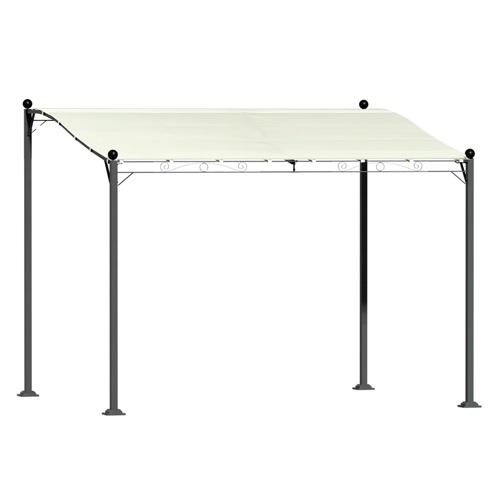 Instahut Gazebo Marquee 3m Outdoor Event Wedding Tent Camping Party Shade Iron Art Canopy Beige - Nurns