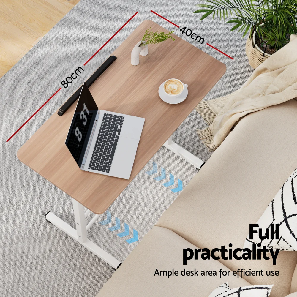 Artiss Laptop Desk Table Adjustable 80cm Light Wood - Nurns