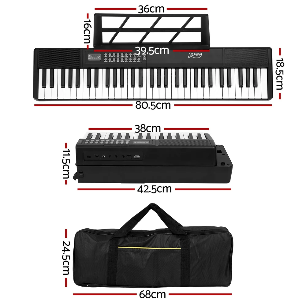 Alpha 61 Keys Foldable Electronic Piano Keyboard Digital Electric w/ Carry Bag - Nurns