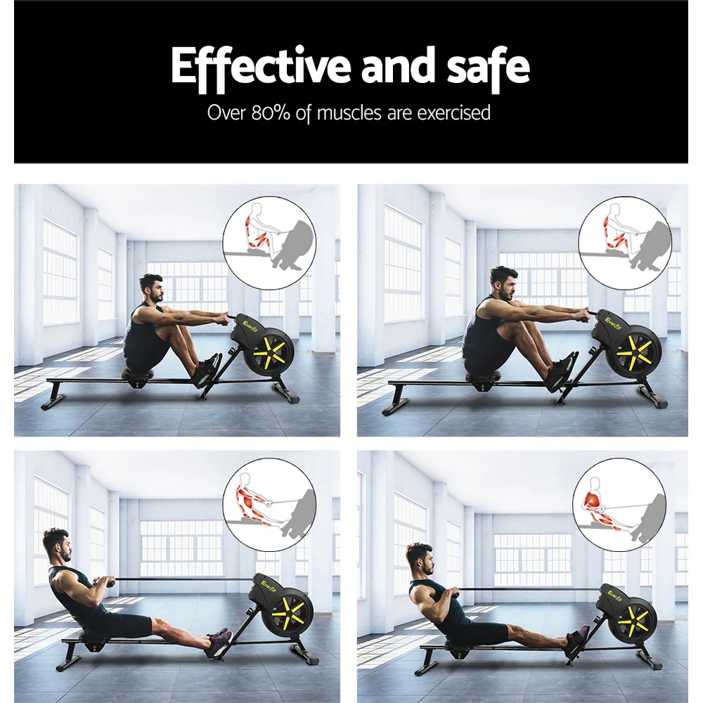 Everfit Rowing Machine Air Rower Exercise Fitness Gym Home Cardio - Nurns