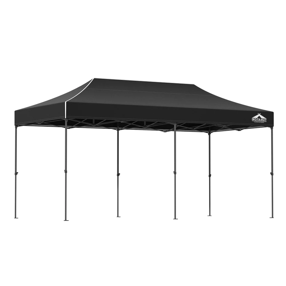 Instahut Gazebo Pop Up Marquee 3x6 Folding Tent Wedding 500D Camping Black - Nurns