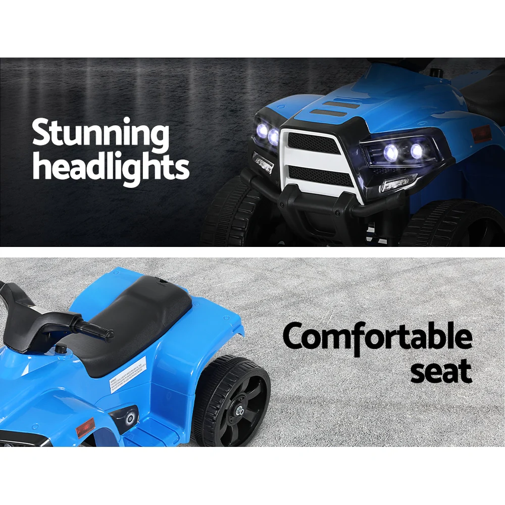 Kids Ride On ATV Quad Motorbike Car 4 Wheeler Electric Toys Battery - Blue - Nurns
