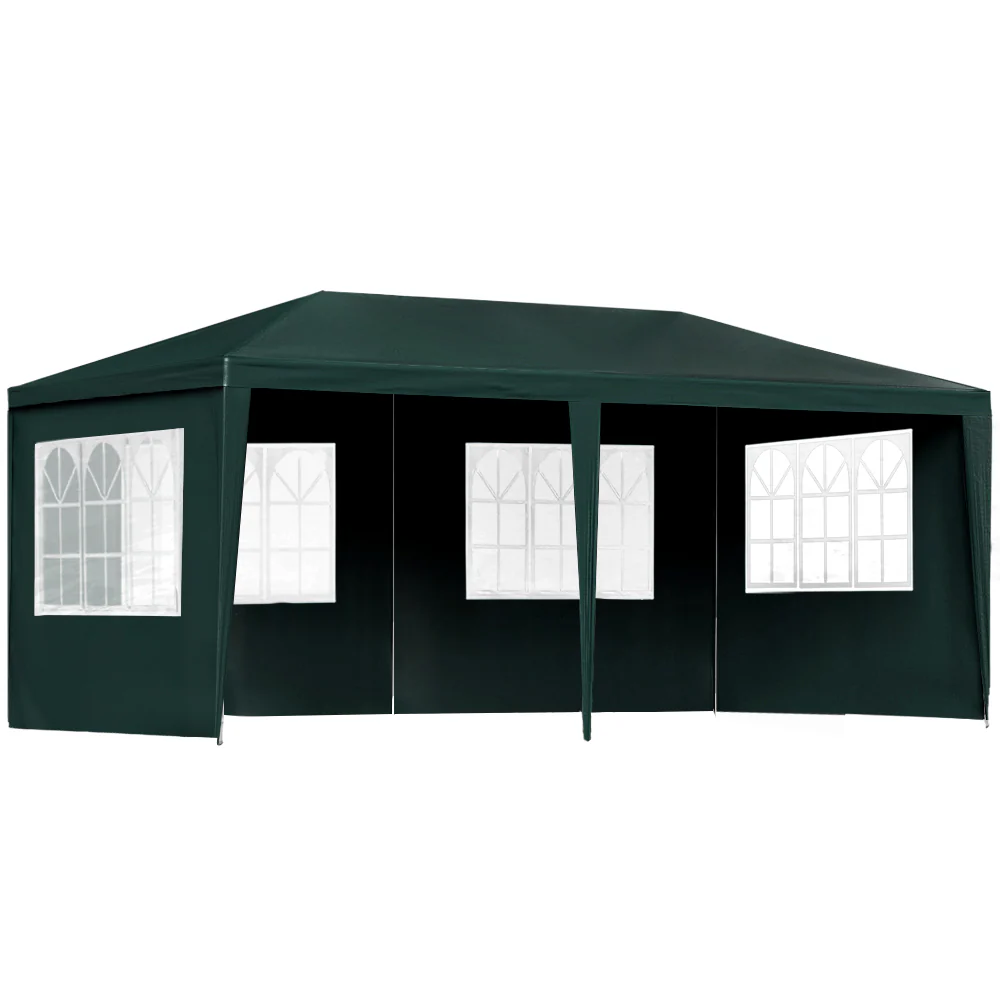 Instahut Gazebo 3x6m Marquee Wedding Party Tent Outdoor Camping Side Wall Canopy 4 Panel Green - Nurns