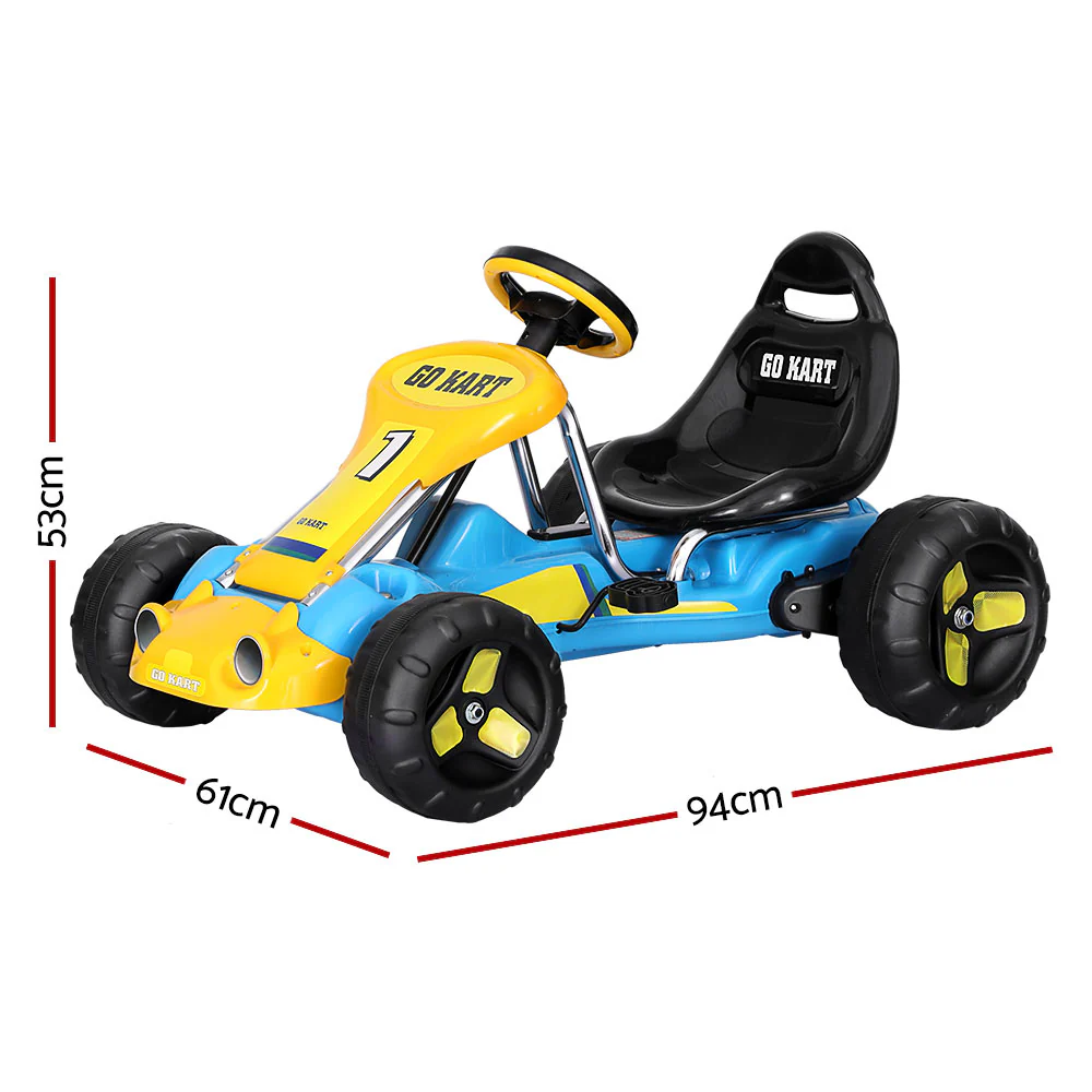 Kids Pedal Go Kart Ride On Toys Racing Car Plastic Tyre - Blue - Nurns