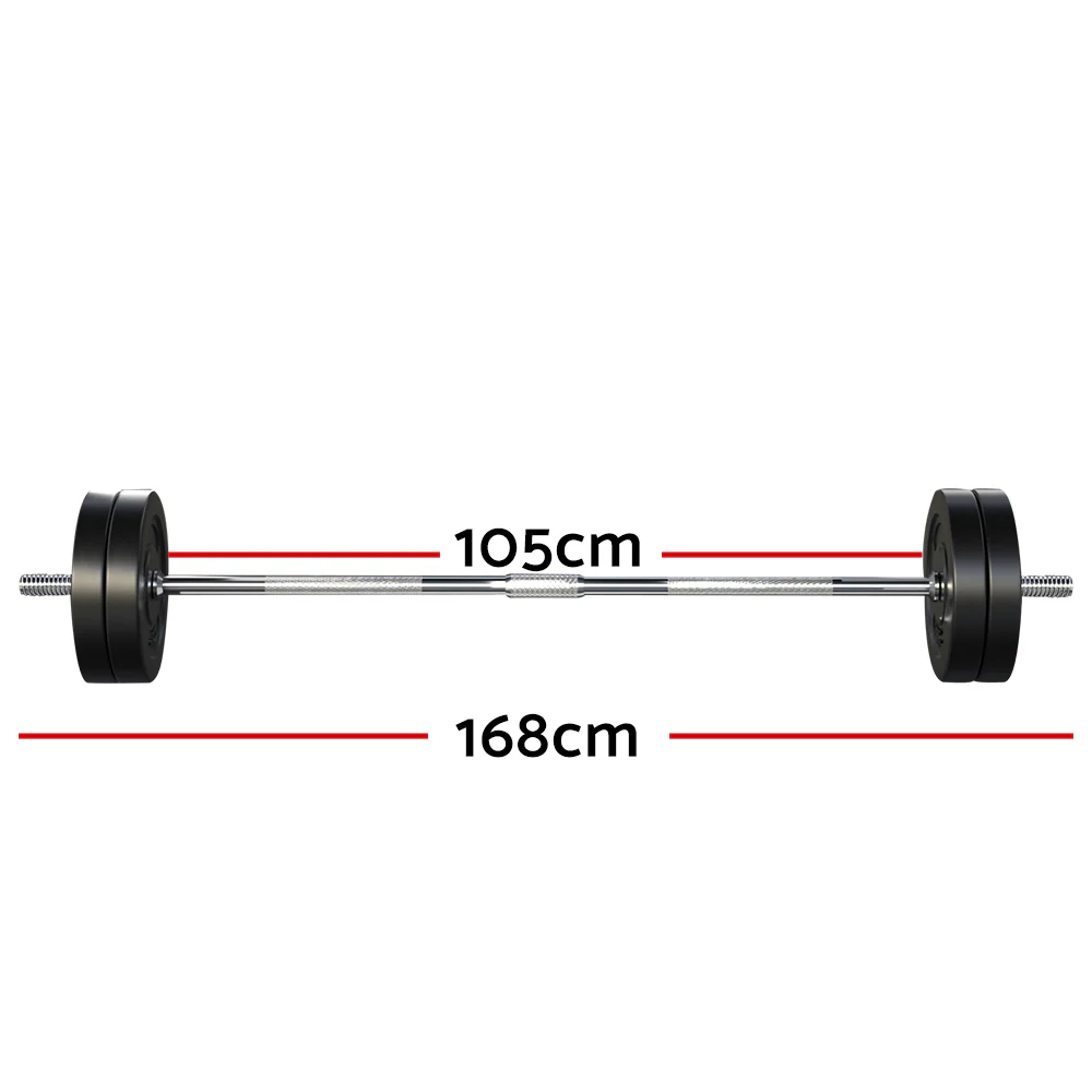 Everfit 48kg Barbell Set Weight Plates Bar Lifting Bench 168cm - Nurns