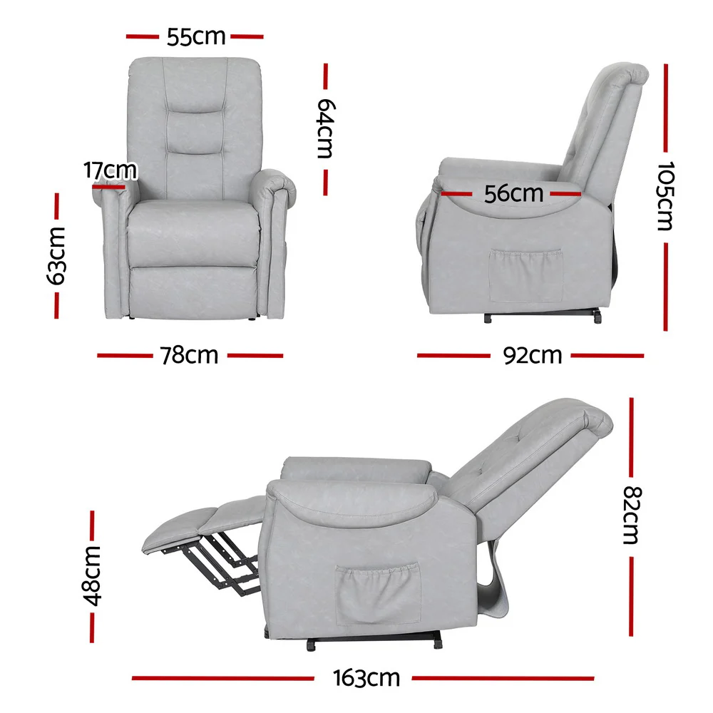 Menelaus Recliner Chair Lift Assist Chair Grey - Grey - Nurns