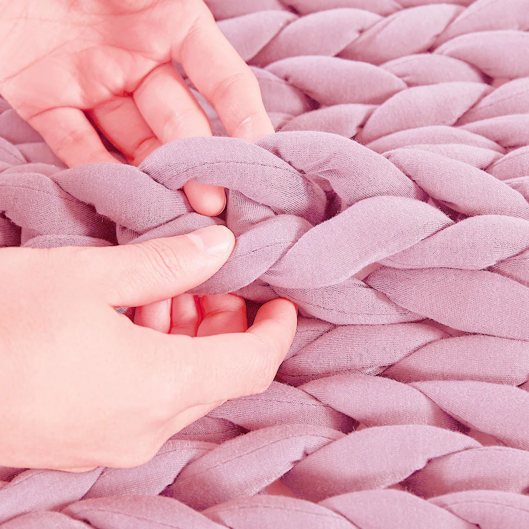 Whimsy Weighted Soft Blanket Knitted Chunky Bulky Knit 6.5KG - Pink - Nurns