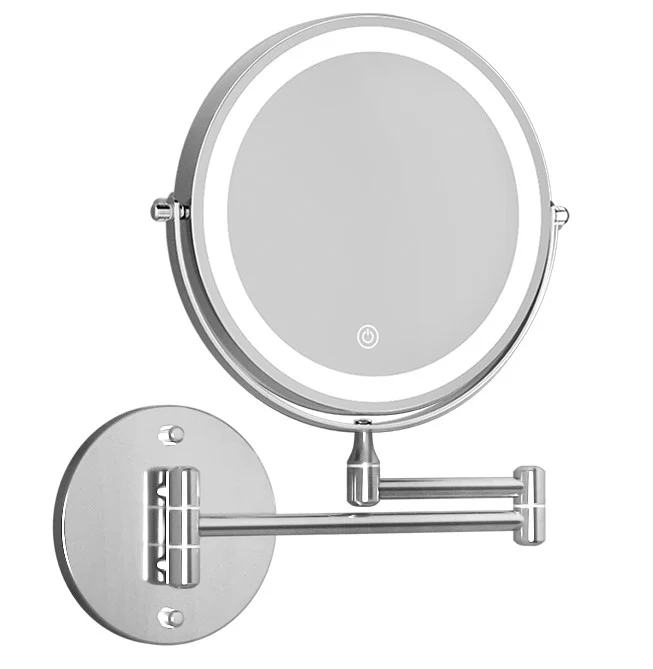 Extendable Makeup Mirror 10X Magnifying Double-Sided Bathroom - Silver - Nurns