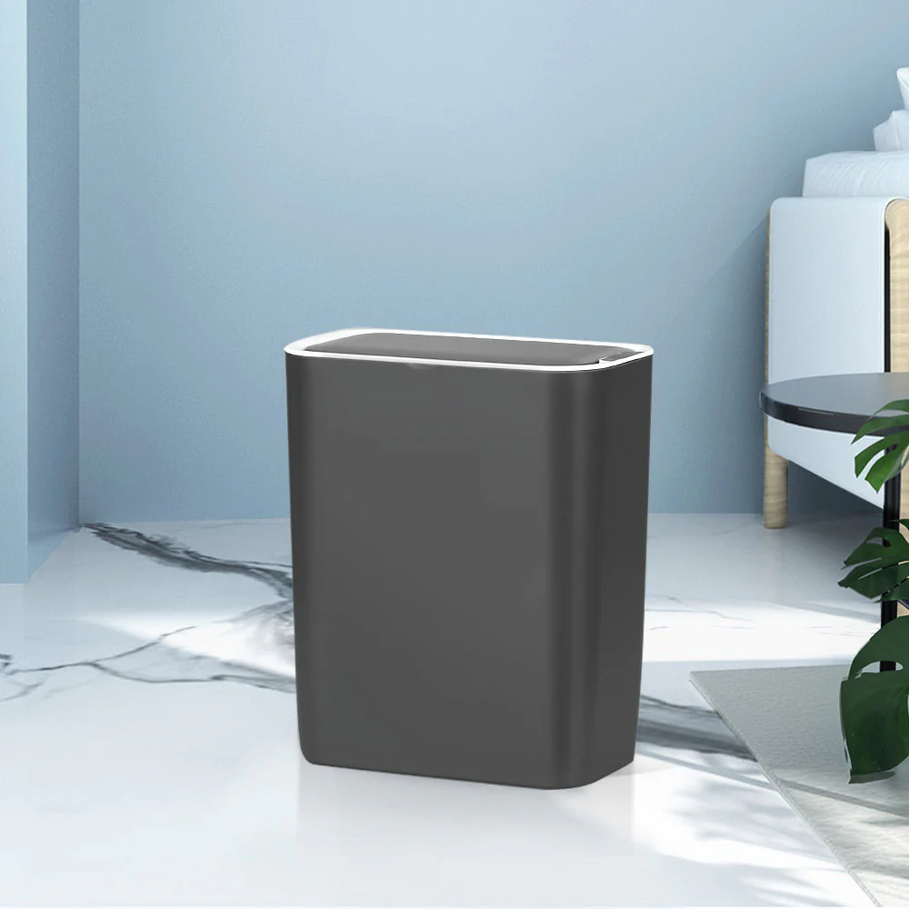 Motion Sensor Bin Automatic Rubbish Bins Waste Trash Can Ash Black 9L - Nurns