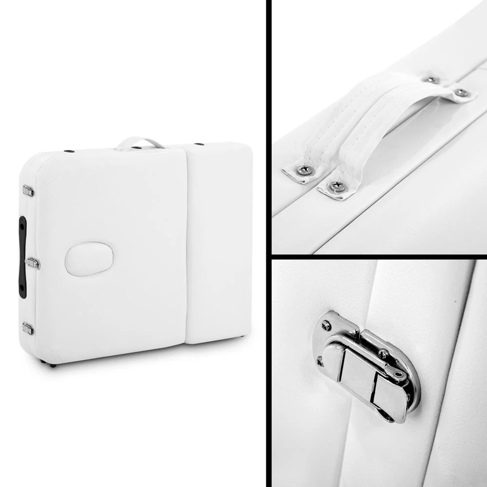 Massage Table 70cm 3 Fold Wooden Portable Beauty Therapy Bed Waxing White - Nurns