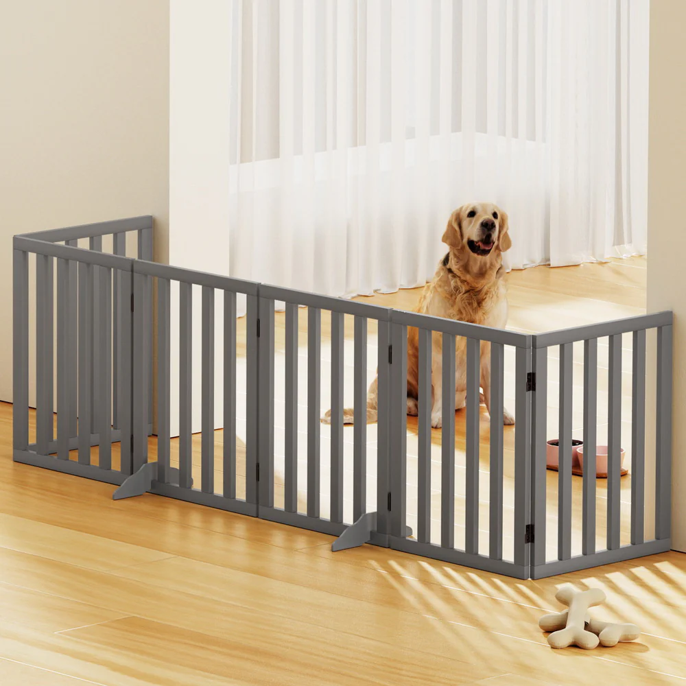 Dog Playpen Enclosure 6 Panel Pet Fence Wooden Play Pen - Nurns