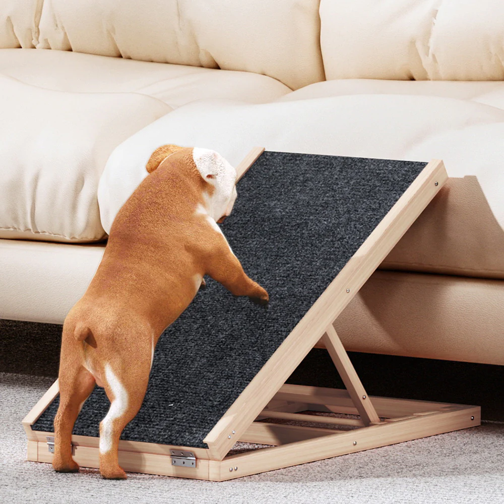 Dog Ramp 70cm Adjustable Height Wooden Steps Stairs For Bed Sofa Car Foldable - Nurns