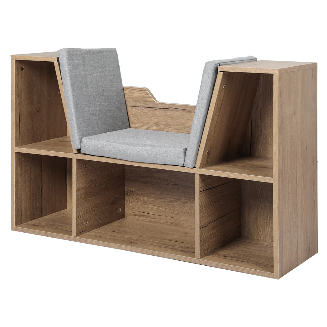 Kids Bookcase Toys Box Shelf - Brown - Nurns