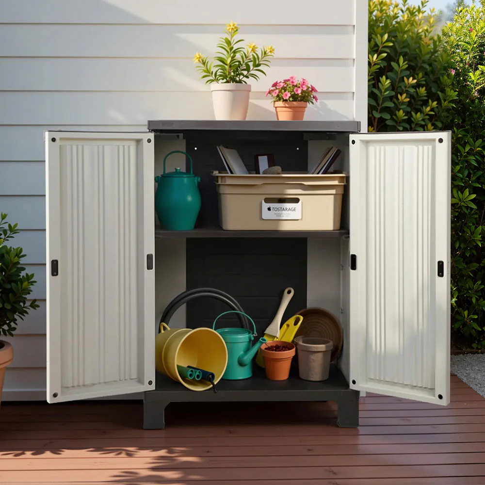 Outdoor Storage Cabinet Lockable Cupboard Garage 92cm - Nurns